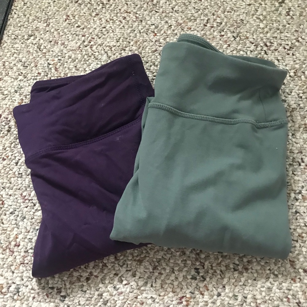 Purple and olive long workout leggings - size S